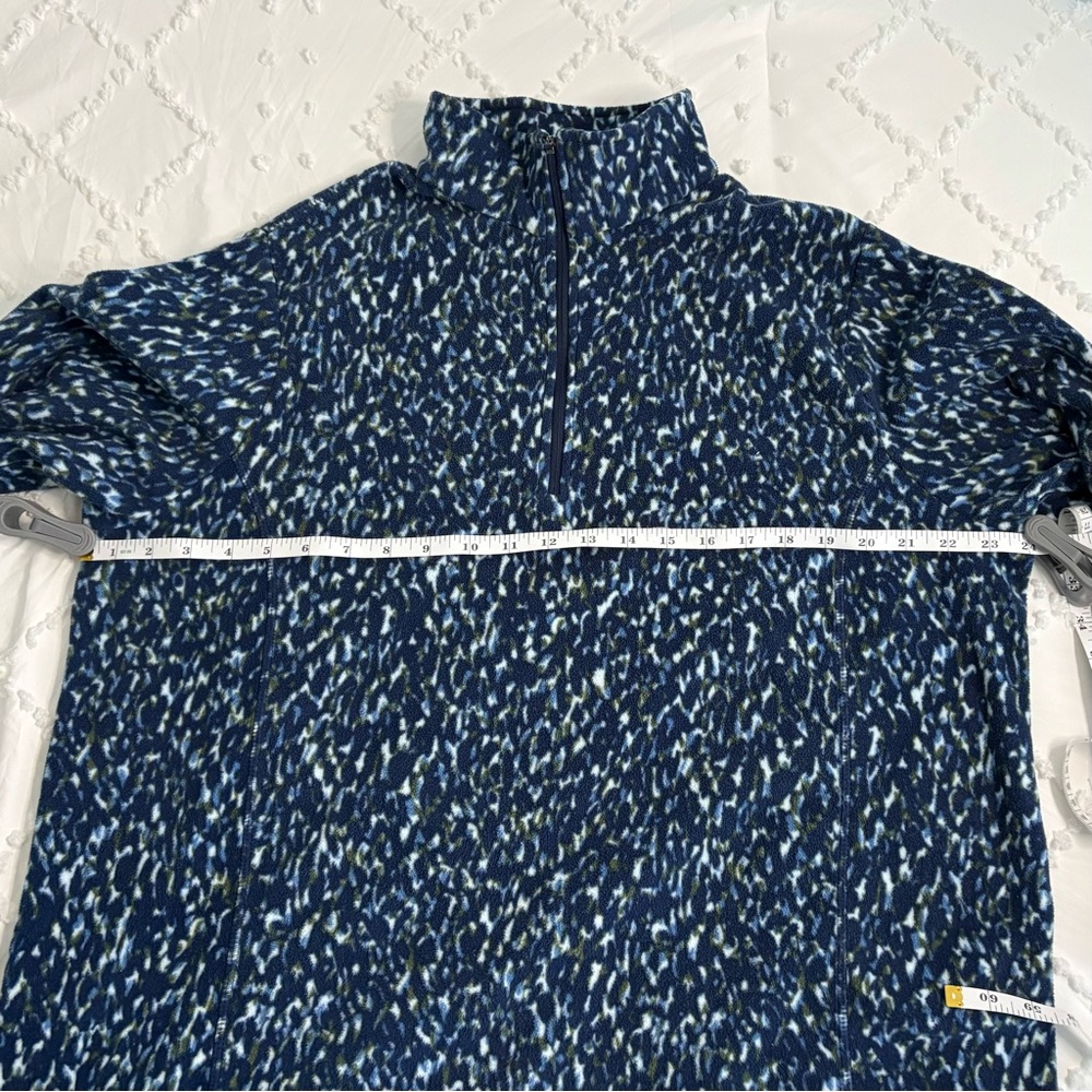 Lands' End Navy and White Patterned Fleece Quarter Zip Women’s 1X - Picture 3 of 7
